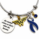 Dark Navy Blue Ribbon Bracelet - She Needed a Hero So That's What She Became