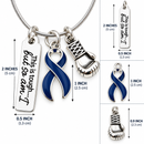 Navy Blue Ribbon Necklace, Colon Cancer Gift, Colorectal Cancer Awareness Jewelry, This Is Tough But So Am I, Cancer Fighter Gift
