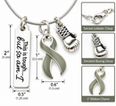 Gray Ribbon Necklace, This Is Tough But So Am I Necklace, Brain Cancer Awareness Gift, Brain Tumor Warrior, Cancer Fighter Jewelry