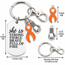 Orange Ribbon Awareness Keychain, MS Multiple Sclerosis Gift, Leukemia Survivor Gift, Kidney Cancer Warrior, She Is Strong Fierce Brave