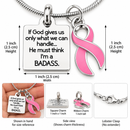 Breast Cancer Survivor Necklace, Pink Ribbon Jewelry, Badass Cancer Warrior Gift, Funny Inspirational Christian Gift for Her