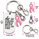 Breast Cancer Awareness Keychain, Pink Ribbon Survivor Gift, Chemo Encouragement Gift, Mastectomy Recovery, Strong Fierce Brave Warrior Gift