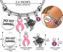 Breast Cancer Awareness Bracelet, Pink Ribbon Survivor Gift, Just Keep Swimming Jewelry, Chemo Encouragement Gift, Cancer Warrior Bangle