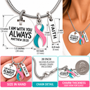 Personalized Awareness Ribbon Necklace, Choose Any Ribbon Color, Matthew 28:20 Faith Jewelry, Cancer Survivor Gift, Christian Encouragement