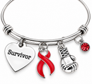 Red Ribbon Survivor Bracelet – Heart Disease, Stroke & HIV/AIDS Awareness Gift, Cancer Fighter Boxing Glove Bracelet
