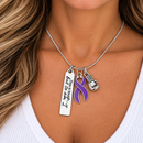 Purple Ribbon Necklace, This Is Tough But So Am I, Cancer Fighter Gift, Pancreatic Cancer, Lupus, Epilepsy Awareness Jewelry, Survivor Gift
