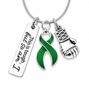 Green Ribbon Necklace, This Is Tough But So Am I, Cancer & Illness Support Jewelry