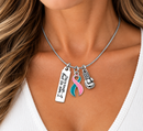 BRCA Previvor Necklace, Pink Teal Ribbon, BRCA1 BRCA2 Gift, This Is Tough But So Am I, Previvor Gift, Mastectomy Support Jewelry