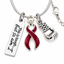 Burgundy Ribbon Cancer Awareness Necklace, This Is Tough But So Am I Gift, Multiple Myeloma Jewelry, Cancer Fighter Survivor Gift