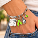 Lime Green Ribbon Lymphoma Awareness Bracelet – Non-Hodgkin Lymphoma BADASS Cancer Fighter Gift with Boxing Glove