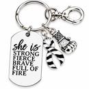 Zebra Ribbon Rare Disease Awareness Keychain, Ehlers Danlos EDS, Neuroendocrine Cancer, Stiff Person Syndrome, Strong Woman Survivor Gift