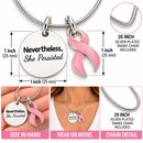 Nevertheless She Persisted Necklace, Choose Any Awareness Ribbon Color, Cancer Survivor Gift, Uterine Cancer, Inspirational Jewelry