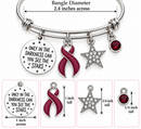 Burgundy Awareness Ribbon Bracelet, Multiple Myeloma Gift, Sickle Cell Awareness Jewelry, Brain Aneurysm Survivor, Inspirational Star Bracelet
