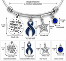 Colon Cancer Awareness Bracelet, Navy Blue Ribbon Jewelry, Colorectal Cancer Survivor Gift, Only in the Darkness Can You See the Stars