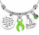 Lime Green Awareness Ribbon Bracelet, Non Hodgkin Lymphoma Gift, Lyme Disease Warrior Jewelry, She Adjusted Her Sails, Survivor Gift