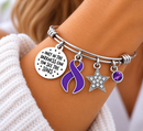 Purple Ribbon Awareness Bracelet, Pancreatic Cancer, Lupus, Alzheimer's, Epilepsy, Fibromyalgia Survivor Gift, Inspirational Jewelry