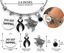 Just Keep Swimming Bracelet, Black Ribbon Melanoma Awareness Jewelry, Cancer Survivor Gift, Inspirational Fish Charm Bangle