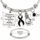 Black Awareness Ribbon Bracelet, Cancer Survivor Gift, Melanoma Awareness Jewelry, Badass Warrior Bracelet, Boxing Glove Charm, Strength Gift