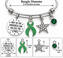 Green Ribbon Awareness Bracelet, Mental Health Gift, Kidney Disease Support, Only in the Darkness Can You See the Stars, Hope Jewelry
