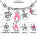Breast Cancer Awareness Bracelet, Pink Ribbon Survivor Gift, Inspirational Cancer Warrior Jewelry, Chemo Support Gift for Her