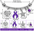 Purple Ribbon Awareness Bracelet, Pancreatic Cancer, Lupus, Alzheimer's, Epilepsy, Fibromyalgia Survivor Gift, Inspirational Jewelry