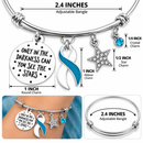 Cervical Cancer Awareness Bracelet, Teal White Ribbon, Cancer Survivor Gift, Only in the Darkness Can You See the Stars, Hope Jewelry