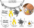 Gold Ribbon Bracelet, Childhood Cancer Awareness Gift, Pediatric Cancer Warrior Jewelry, Just Keep Swimming, Survivor Gift