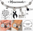 Black Awareness Ribbon Bracelet – Melanoma Cancer Survivor Gift, She Adjusted Her Sails, Inspirational Strength Jewelry