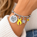 Yellow Ribbon Bracelet, Sarcoma Awareness Gift, Bone Cancer Survivor Jewelry, Endometriosis Support, Inspirational Star Charm Bangle