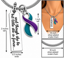Suicide Prevention Necklace, Teal Purple Awareness Ribbon, Mental Health Support Gift, She Is Fierce Jewelry, Survivor Encouragement Necklace