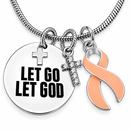 Let Go Let God Necklace, Peach Ribbon Uterine Cancer Awareness, Endometrial Cancer Survivor Gift, Christian Faith Cross Jewelry