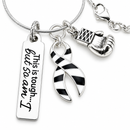 Zebra Ribbon Necklace, Rare Disease Awareness Gift, This Is Tough But So Am I Necklace, Ehlers Danlos EDS Gift, Cancer Fighter Jewelry