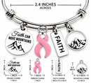 Breast Cancer Awareness Bracelet, Pink Ribbon Bracelet, Faith Can Move Mountains, Breast Cancer Survivor Gift, Chemo Support Jewelry