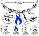 Stomach Cancer Awareness Bracelet, Periwinkle Ribbon Bracelet, Gastric Cancer Gift, Faith Can Move Mountains, Cancer Survivor Gift