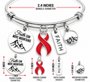 Red Awareness Ribbon Faith Bracelet, Faith Can Move Mountains Jewelry, Heart Disease Stroke HIV AIDS Support, Survivor Warrior Gift