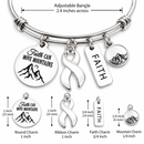 Lung Cancer Awareness Bracelet, White Ribbon Cancer Gift, Faith Can Move Mountains Bracelet, Cancer Warrior Survivor Gift for Her