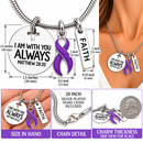 Purple Ribbon Awareness Necklace, Pancreatic Cancer Lupus Gift, Alzheimer's Epilepsy Survivor Jewelry, Matthew 28:20 Christian Faith Necklace