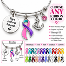 Choose Any Awareness Ribbon Bracelet, Hope Anchors the Soul, Cancer Survivor Gift, Personalized Ribbon Color, Inspirational Jewelry