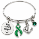 Choose Any Awareness Ribbon Bracelet, Hope Anchors the Soul, Cancer Survivor Gift, Personalized Ribbon Color, Inspirational Jewelry