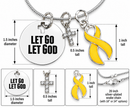 Yellow Ribbon Awareness Necklace, Let Go Let God Faith Jewelry, Sarcoma Cancer Gift, Endometriosis Support, Christian Survivor Necklace