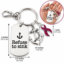 Refuse to Sink Keychain – Burgundy Awareness Ribbon Gift, Multiple Myeloma, Sickle Cell, Brain Aneurysm, Survivor & Warrior Gift
