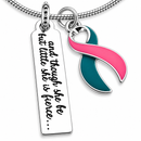 Previvor Necklace, Pink Teal Awareness Ribbon, BRCA1 BRCA2 Gift, Hereditary Breast Ovarian Cancer, She Is Fierce Jewelry, Mastectomy Support