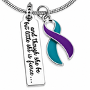 Suicide Prevention Necklace, Teal Purple Awareness Ribbon, Mental Health Support Gift, She Is Fierce Jewelry, Survivor Encouragement Necklace