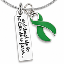 She Is Fierce Necklace, Green Awareness Ribbon, Mental Health Awareness Gift, Kidney Disease Survivor, Organ Donation, Warrior Jewelry