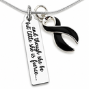 She Is Fierce Necklace, Black Awareness Ribbon, Melanoma Skin Cancer Survivor Gift, Warrior Jewelry, Inspirational Strength Necklace