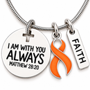 Personalized Awareness Ribbon Necklace, Choose Any Ribbon Color, Matthew 28:20 Faith Jewelry, Cancer Survivor Gift, Christian Encouragement