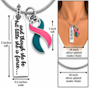 Previvor Necklace, Pink Teal Awareness Ribbon, BRCA1 BRCA2 Gift, Hereditary Breast Ovarian Cancer, She Is Fierce Jewelry, Mastectomy Support