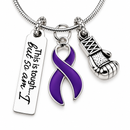 Violet Ribbon Necklace, This Is Tough But So Am I, Hodgkin Lymphoma Gift, Testicular Cancer Awareness, Cancer Fighter Survivor Jewelry