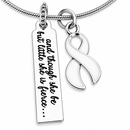 White Ribbon Necklace, Lung Cancer Awareness Gift, Lung Cancer Survivor Jewelry, She Is Fierce Necklace, Cancer Warrior Encouragement Gift