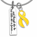 Yellow Ribbon Necklace, Sarcoma Cancer Awareness Gift, Endometriosis Warrior Jewelry, She Is Fierce Necklace, Military Support Gift